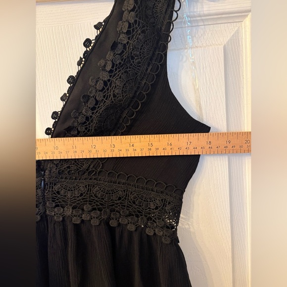 Venus black lace lined babydoll v-neck size 10 zip back top or mini dress - Picture 11 of 12